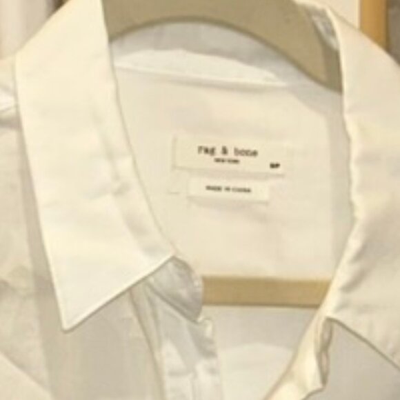 rag & bone white cotton short sleeved  cotton button down shirt S excellent - Picture 2 of 2